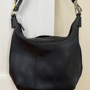 Black Leather Shoulder Hobo with Gold & Silver Hardware